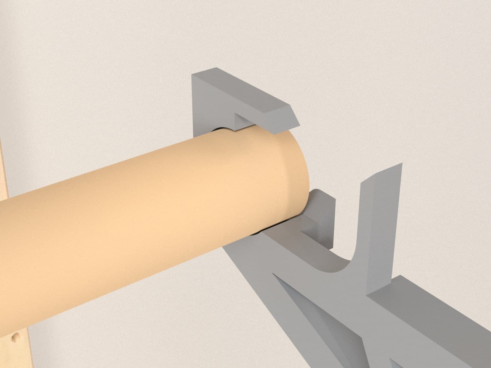Nahes Rendering der Lippe der Auflage über der Holzstange
